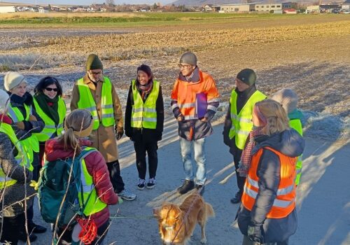 Thomas Schuh, sustainability coordinator & Kaja Zimmermann, sustainability management, ÖBB Infrastruktur AG; Theresa Walter (& dog Jori), Environment Agency Austria, with the Futura-Mobility delegation in Wieselbruck