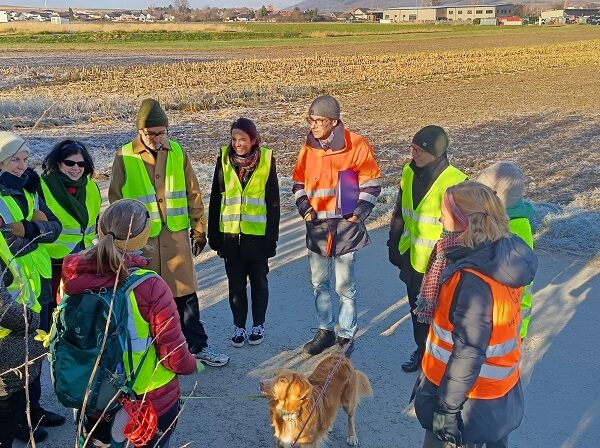 Thomas Schuh, sustainability coordinator & Kaja Zimmermann, sustainability management, ÖBB Infrastruktur AG; Theresa Walter (& dog Jori), Environment Agency Austria, with the Futura-Mobility delegation in Wieselbruck
